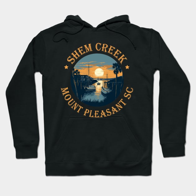Shem Creek Sunset Mount Pleasant SC Gold Version Hoodie by SubtleSplit